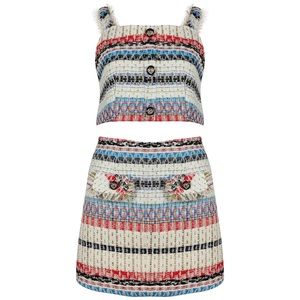 Mini tweed 2 piece skirt set.